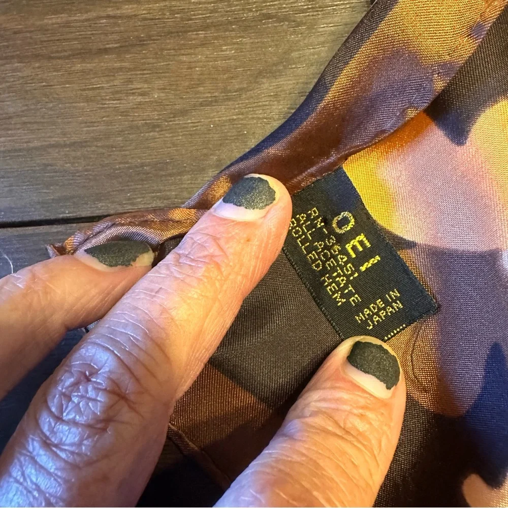 Groovy Floral Square Scarf Brown Copper Tones - OEI